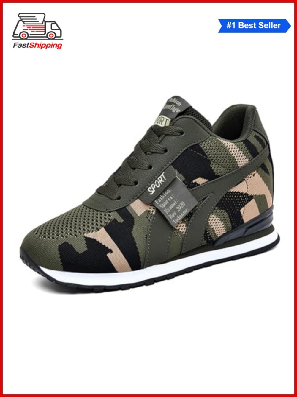 ✨ Women's Camouflage Platform Canvas Sneakers Hidden Wedge Mesh Casual Shoes